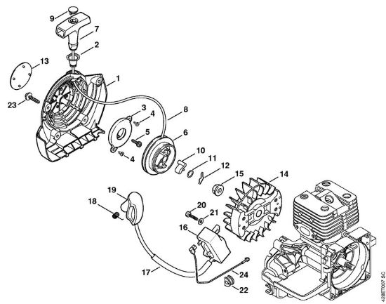Dispositivo avviamento, impianto di accensione BT 121 BT 121-Z brand Stihl